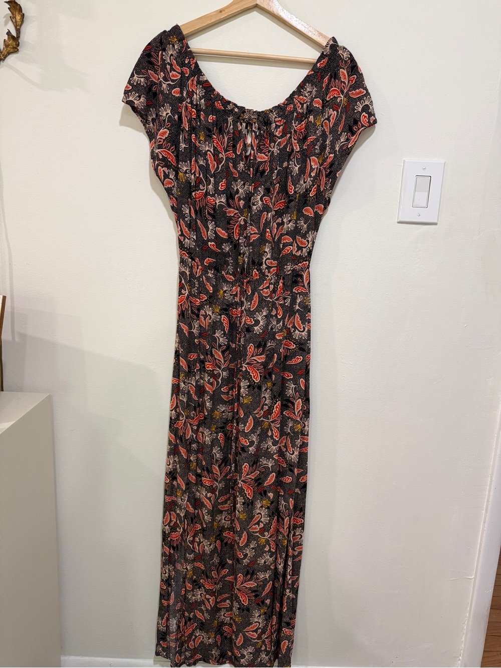 H&M Black Maxi Dress with Tangerine Floral Print